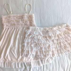 USED gelato pique pink set shorts camisole frills tulle